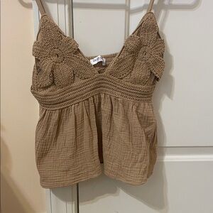 Vestique Brown Crochet Tank Top